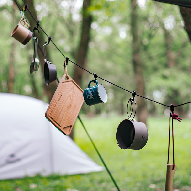 Naturehike závěsné lanko s háčky - 4.2 m - šedé